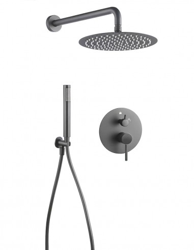 Grifo Empotrado de Ducha de pared monomando redondo - black gun metal de Bathpus
