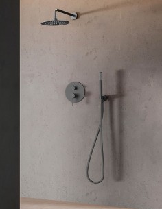 Grifo Empotrado de Ducha de pared monomando redondo - black gun metal de Bathpus 2