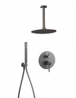 Grifo Empotrado de Ducha de techo monomando redondo - black gun metal de Bathpus