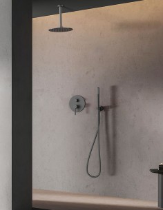 Grifo Empotrado de Ducha de techo monomando redondo - black gun metal de Bathpus 2