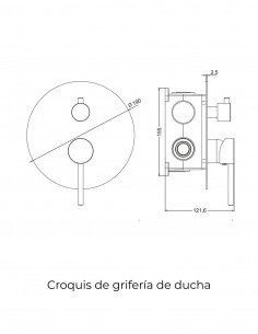 Grifo Empotrado de Ducha de pared monomando redondo - oro cepillado de Bathpus 2