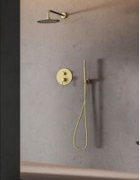 Grifo Empotrado de Ducha de pared monomando redondo - oro cepillado de Bathpus