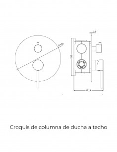 Grifo Empotrado de Ducha de techo monomando redondo - oro cepillado de Bathpus 2