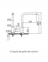 Croquis Grifo Cocina monomando CERVERA - cromo de Bathplus