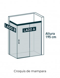 Mampara ducha hoja fija - 1 corredera  + 1 fijo lateral oro frontal Yaiza de Becrisa 2