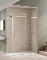 Mampara ducha hoja fija - 1 corredera  + 1 fijo lateral oro frontal Yaiza de Becrisa