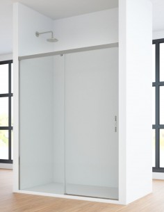 Mampara ducha de 1 hoja fija y 1 puerta corredera - MAREA cromo de Bathplus