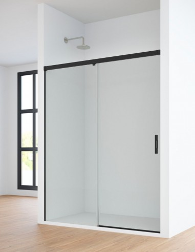 Mampara ducha de 1 hoja fija y 1 puerta corredera - MAREA negro de Bathplus