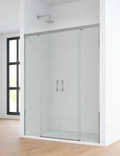 Mampara de ducha frontal dos fijos y dos correderas - cromo MAREA de Bathplus