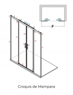 Mampara de ducha frontal dos fijos y dos correderas - negro MAREA de Bathplus 2