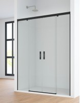 Mampara de ducha frontal dos fijos y dos correderas - negro MAREA de Bathplus