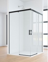 Mampara de ducha angular dos hojas fijas y dos puertas correderas - negro MAREA de Bathplus