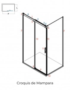 Mampara angular 2 fijos y 2 correderas cromo - MAREA de Bathplus 2