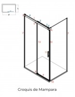 Croquis Mampara angular 2 fijos y 2 correderas cromo - MAREA de Bathplus