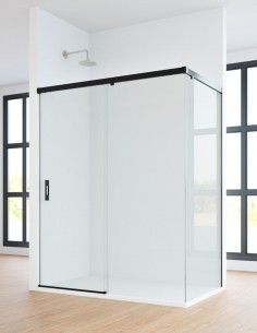 Mampara angular 2 fijos y 2 correderas negro - MAREA de Bathplus