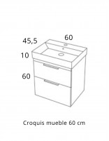 Croquis Avila Dos Elena ONE - Mueble de baño con 2 cajones