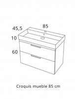 Croquis Avila Dos Elena ONE - Mueble de baño con 2 cajones
