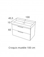 Croquis Avila Dos Elena ONE - Mueble de baño con 2 cajones