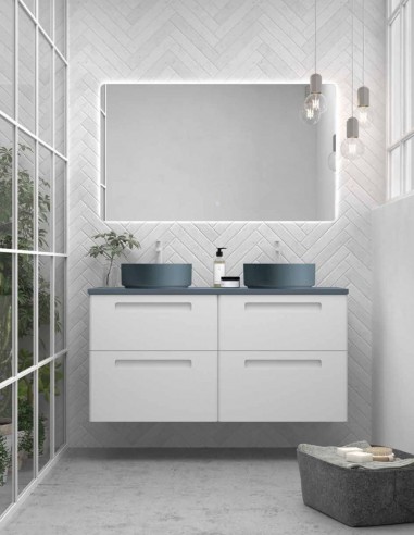 Mueble baño Avila Dos París 120 cm - 2 cajones con lavabo sobre encimera