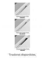 Mueble 2 cajones + 2 huecos + encimera blanca detalle tiradores