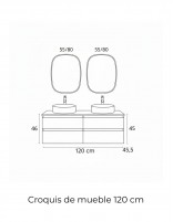 Croquis Mueble baño Avila Dos Natalia - 4 cajones con lavabo sobre encimera