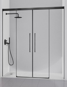 Mampara angular negro mate 2 fijos y 2 puertas correderas - PAVIA de Kassandra
