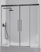 Mampara angular negro mate 2 fijos y 2 puertas correderas - PAVIA de Kassandra