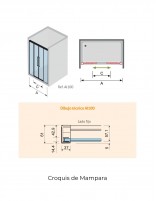 Croquis Mampara angular negro mate 2 fijos y 2 puertas correderas - PAVIA de Kassandra