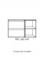 Croquis 60 Mueble 2 cajones + 2 huecos + encimera blanca / negra de resina - AZO
