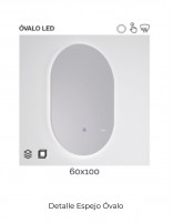 Detalle Espejo Mueble 2 cajones + 2 huecos + encimera blanca / negra de resina - AZO