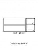 Croquis 100 Mueble 2 cajones + 2 huecos + encimera blanca / negra de resina - AZO