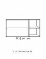 Croquis 80 Mueble 2 cajones + 2 huecos + encimera blanca / negra de resina - AZO