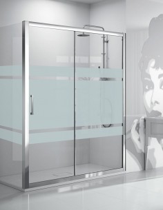 Mampara ducha Kassandra serie 300 - frontal de 1 fijo y 1 puerta corredera + lateral fijo 2