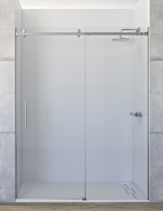 Mampara de ducha acero inoxidable - 1 puerta y 1 fija modelo TEA de Seviban