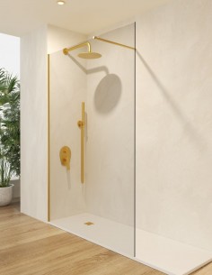 Mampara fija oro cepillado modelo Screen de SBX Mamparas Imex 2