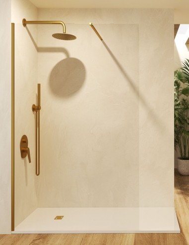 Mampara fija oro cepillado modelo Screen de SBX Mamparas Imex