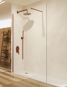 Mampara fija oro rosa cepillado modelo Screen de SBX Mamparas Imex 2