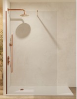 Mampara fija oro rosa cepillado modelo Screen de SBX Mamparas Imex