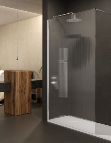 Mampara fija acanalada cromo modelo Screen de SBX Mamparas Imex