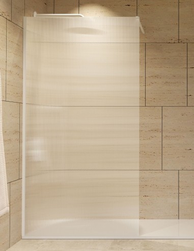 Mampara fija acanalada blanca modelo Screen Waves de SBX Mamparas Imex