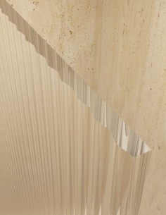 Mampara fija acanalada oro cepillado modelo Screen Waves de SBX Mamparas Imex 2