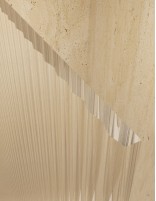 Mampara fija acanalada oro cepillado detalle