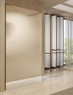 Mampara fija acanalada oro cepillado modelo Screen Waves de SBX Mamparas Imex