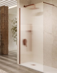 Mampara fija acanalada oro rosa cepillado modelo Screen Waves de SBX Mamparas Imex