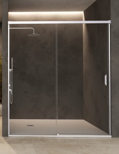 Mampara fija y corredera cromo modelo Stylo de SBX Mamparas Imex