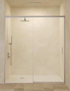 Mampara fija y corredera níquel modelo Stylo de SBX Mamparas Imex