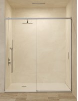 Mampara fija y corredera níquel modelo Stylo de SBX Mamparas Imex