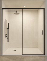 Mampara fija y corredera negra modelo Stylo de SBX Mamparas Imex