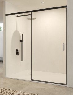 Mampara fija y corredera negra modelo Stylo de SBX Mamparas Imex 2