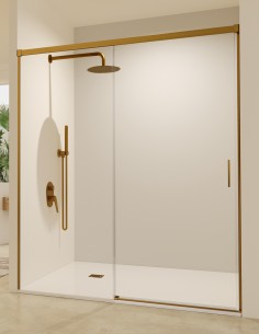 Mampara fija y corredera oro cepillado modelo Stylo de SBX Mamparas Imex 2
